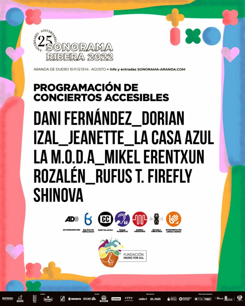 Cartel de la programación de conciertos accesibles de sonorama 2022