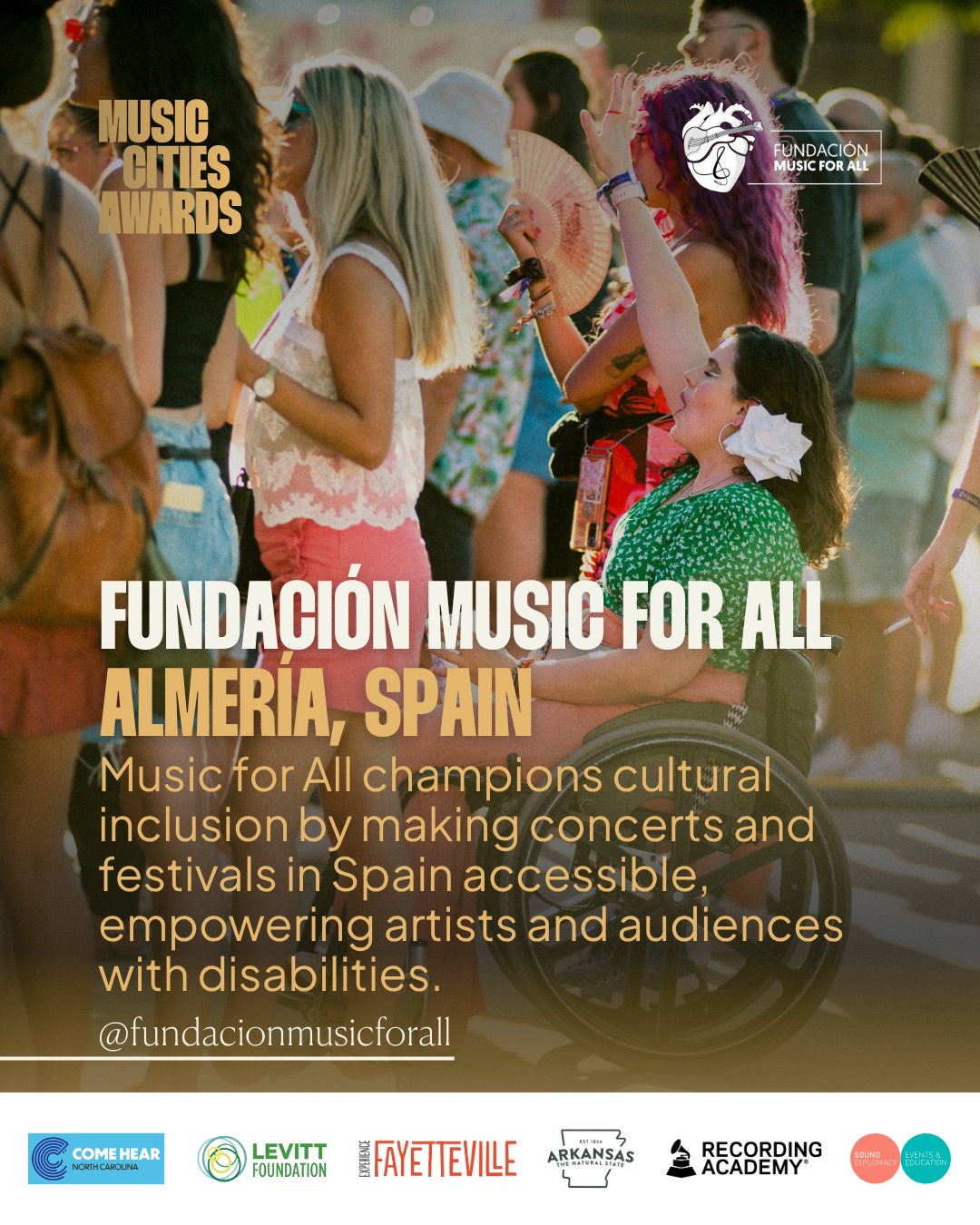 Fundación Music For All nominada a los premios internacionales Music Cities Awards 2025